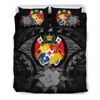 Tonga Duvet Cover Set - Tonga Coat Of Arms & Reggae Hibiscus - Polynesian Pride