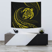 Hawaii Turtle Tapestry - Yellow - Frida Style Wall Tapestry 75cm*90cm Black - Polynesian Pride