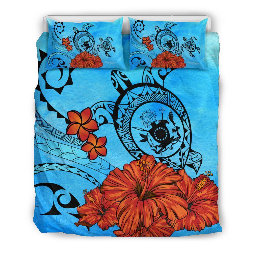 Cook Islands Coat Of Arms Poly Sea Background Bedding Set Blue - Polynesian Pride
