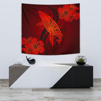 Hawaii Whale Swim Poly Red Tapestry Wall Tapestry 75cm*90cm Red - Polynesian Pride
