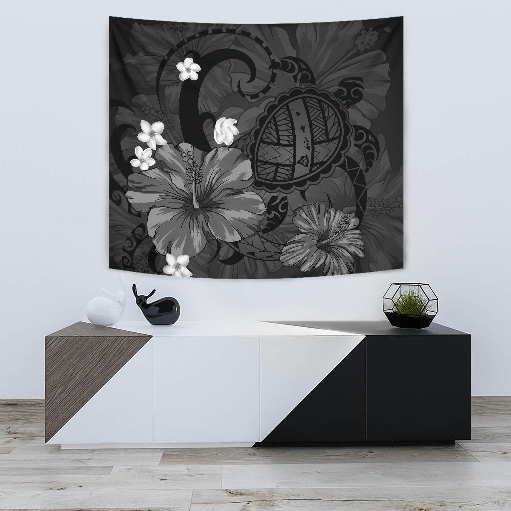 Hawaii Turtle Poly Tribal Gray Tapestry Wall Tapestry 75cm*90cm Gray - Polynesian Pride