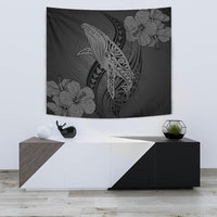 Hawaii Whale Swim Poly Gray Tapestry Wall Tapestry 75cm*90cm Gray - Polynesian Pride