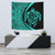 Hawaii Turtle Map Polynesian Tapestry - Turquoise - Circle Style Wall Tapestry Small 60" x 51" Blue - Polynesian Pride
