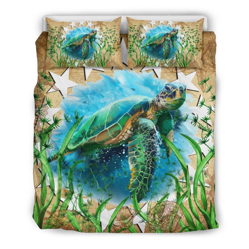 Cook Islands Bedding Set Sea Turtle Vintage - Polynesian Pride