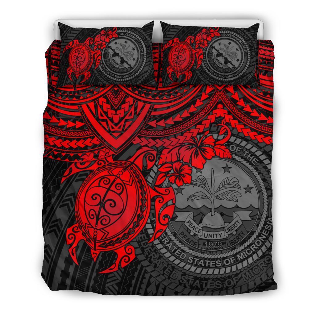 Federated States Of Micronesia Duvet Cover Set - Red Turtle - Polynesian Pride