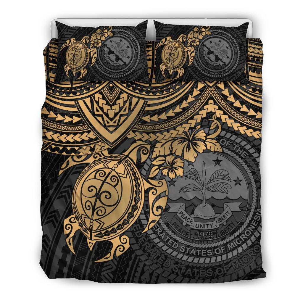Federated States Of Micronesia Duvet Cover Set - Golden Turtle - Polynesian Pride