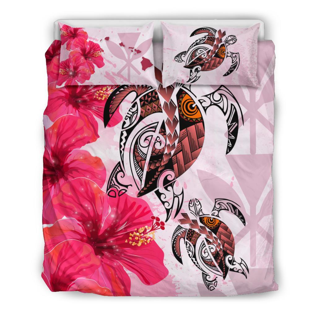 Polynesian Duvet Cover Set - Hawaii Bedding Set Polynesia Turtle Hibiscus Pink - Polynesian Pride