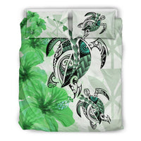 Polynesian Duvet Cover Set - Hawaii Bedding Set Polynesia Turtle Hibiscus Green - Polynesian Pride