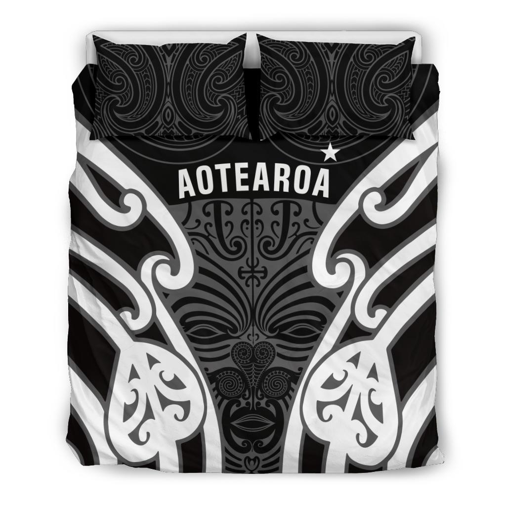 Aotearoa Bedding Set Maori Moko Black White - Polynesian Pride