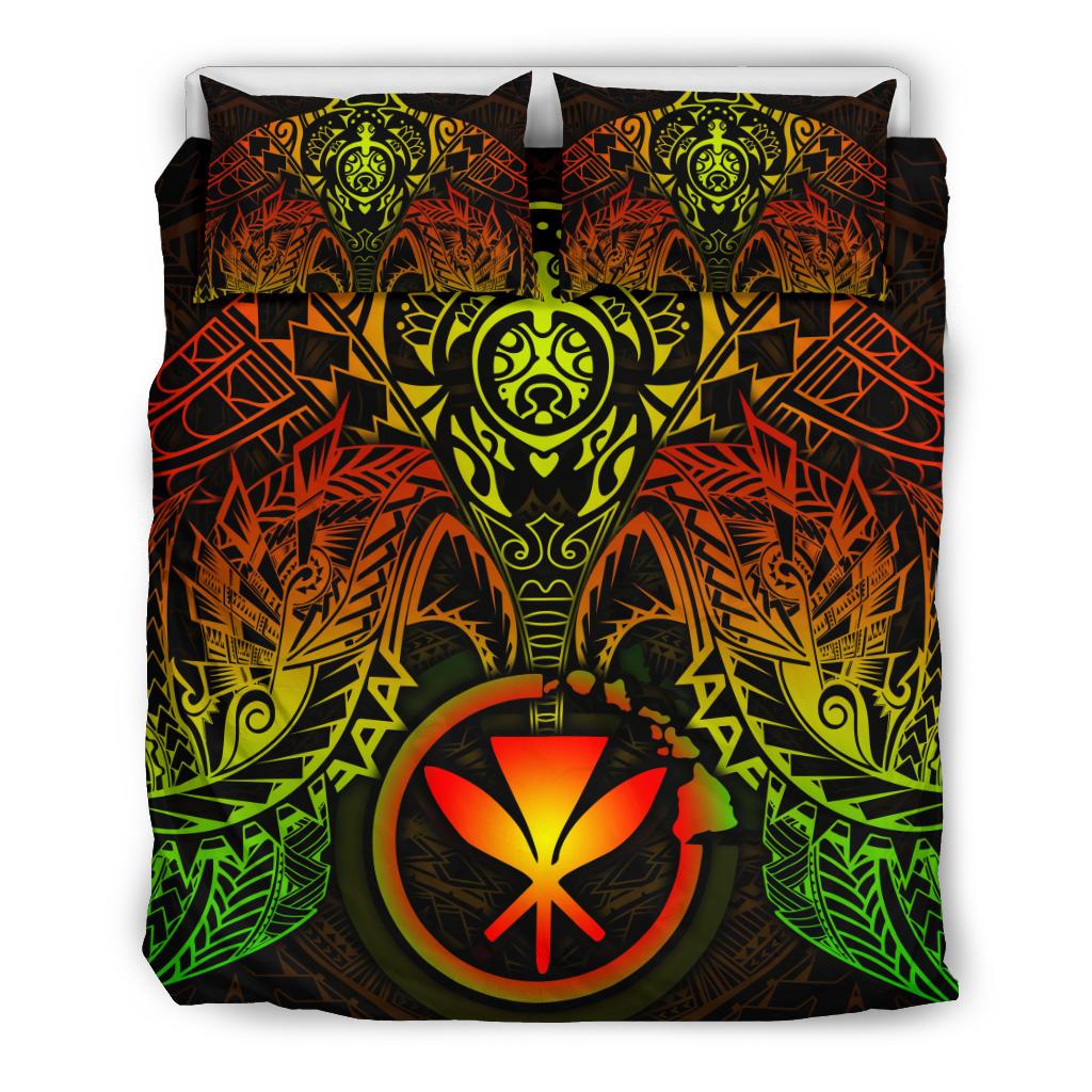 Polynesian Hawaii Duvet Cover Set - Reggae Turtle Manta Ray - Polynesian Pride