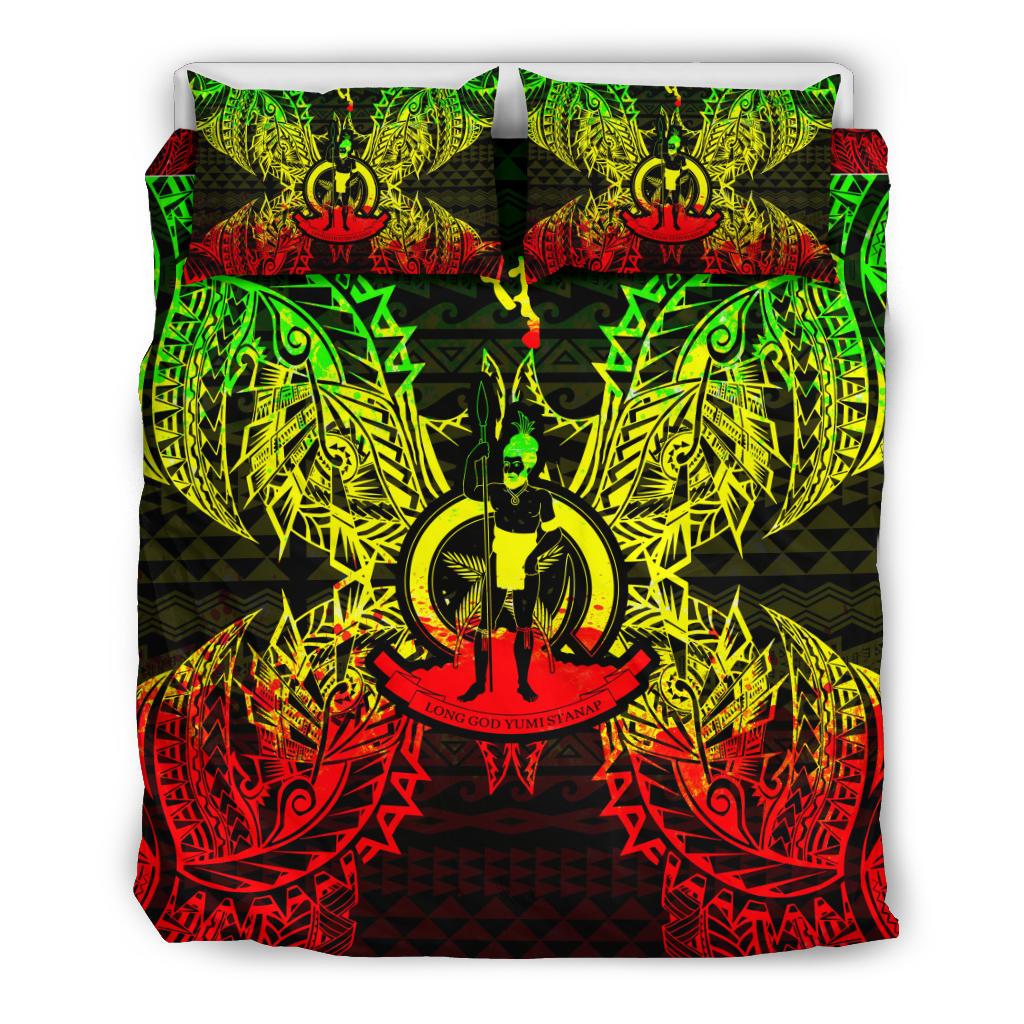 Polynesian Bedding Set - Vanuatu Duvet Cover Set Map Reggae - Polynesian Pride