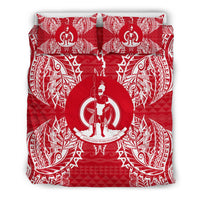 Polynesian Bedding Set - Vanuatu Duvet Cover Set Map Red White - Polynesian Pride