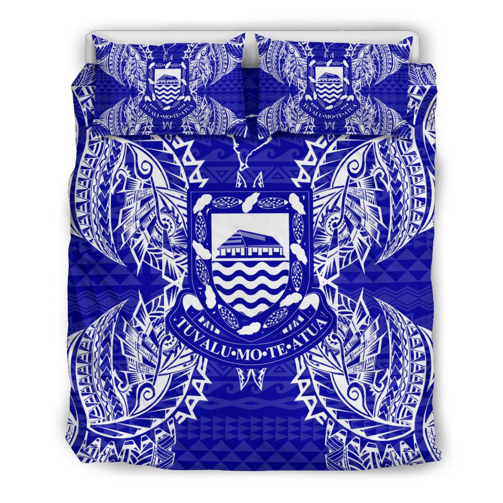 Polynesian Bedding Set - Tuvalu Duvet Cover Set Map Blue - Polynesian Pride