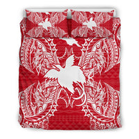 Polynesian Bedding Set - Papua New Guinea Duvet Cover Set Map Red White - Polynesian Pride