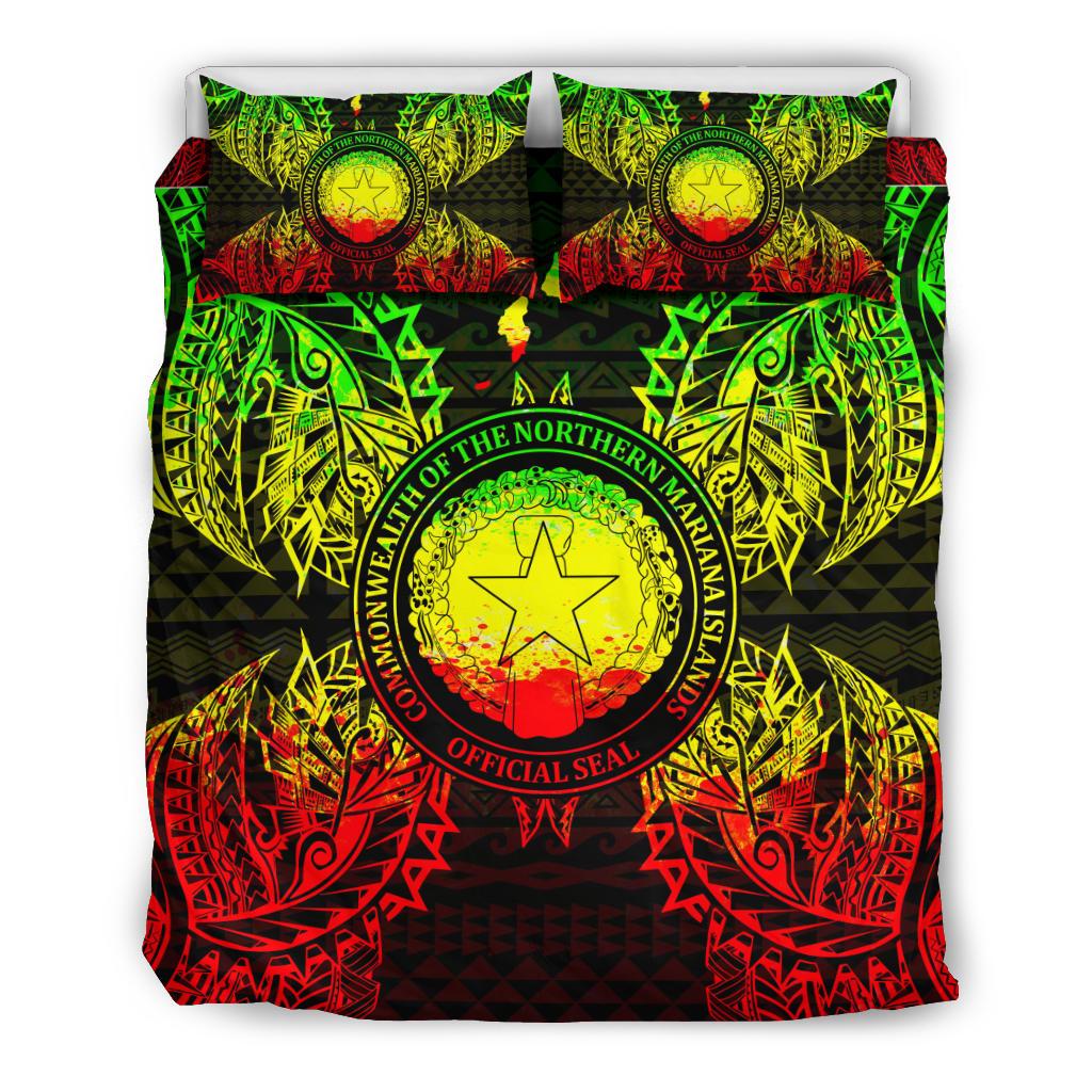 Polynesian Bedding Set - Northern Mariana Islands Duvet Cover Set Map Reggae - Polynesian Pride