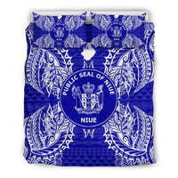 Polynesian Bedding Set - Niue Duvet Cover Set Map Blue - Polynesian Pride