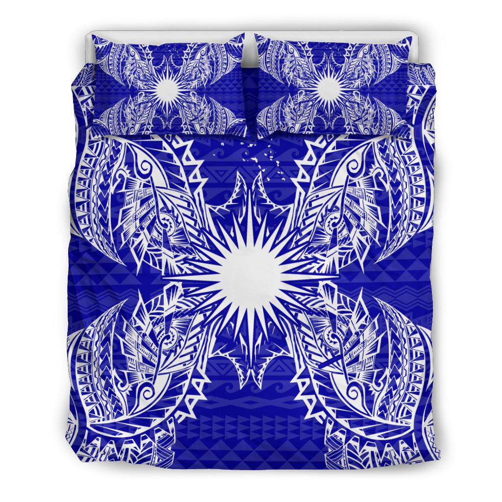 Polynesian Bedding Set - Marshall Islands Duvet Cover Set Map Blue - Polynesian Pride