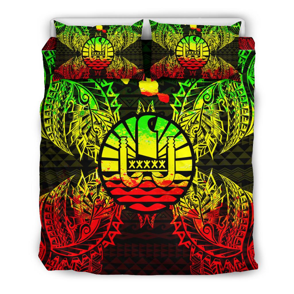 Polynesian Bedding Set - French Polynesia Duvet Cover Set Map Reggae - Polynesian Pride