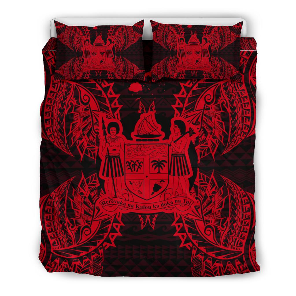 Polynesian Bedding Set - Fiji Duvet Cover Set Map Red - Polynesian Pride