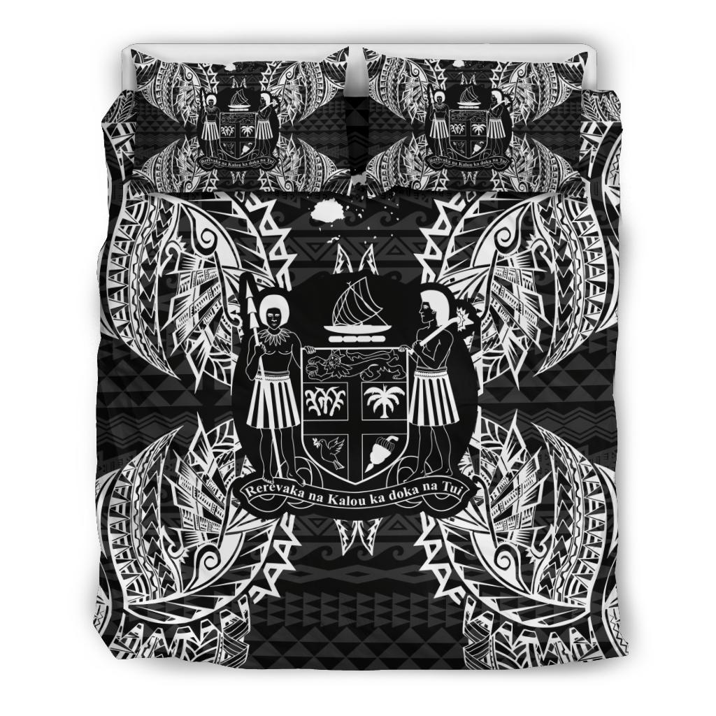 Polynesian Bedding Set - Fiji Duvet Cover Set Map Black - Polynesian Pride