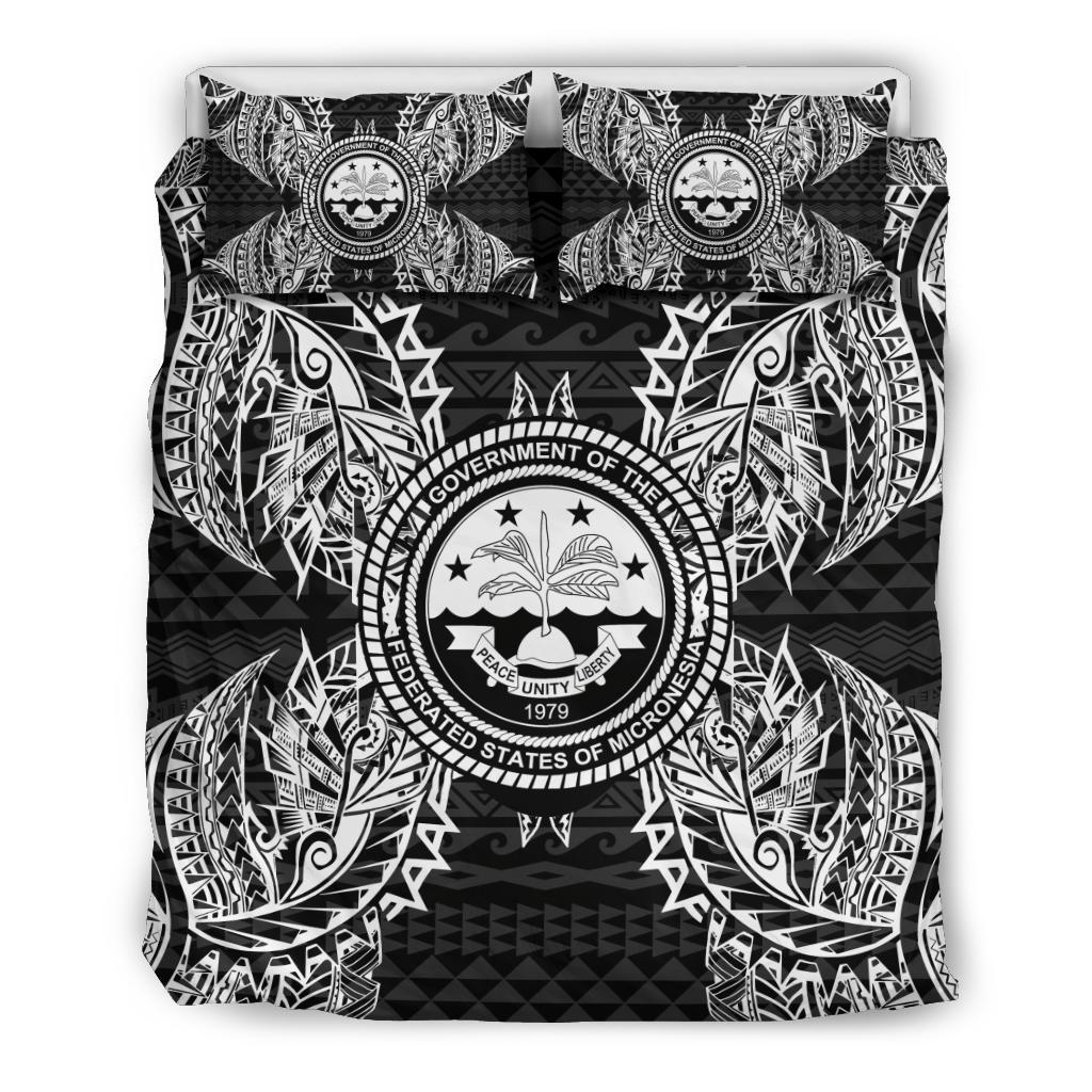 Polynesian Bedding Set - Federated States Of Micronesian Duvet Cover Set Map Black - Polynesian Pride