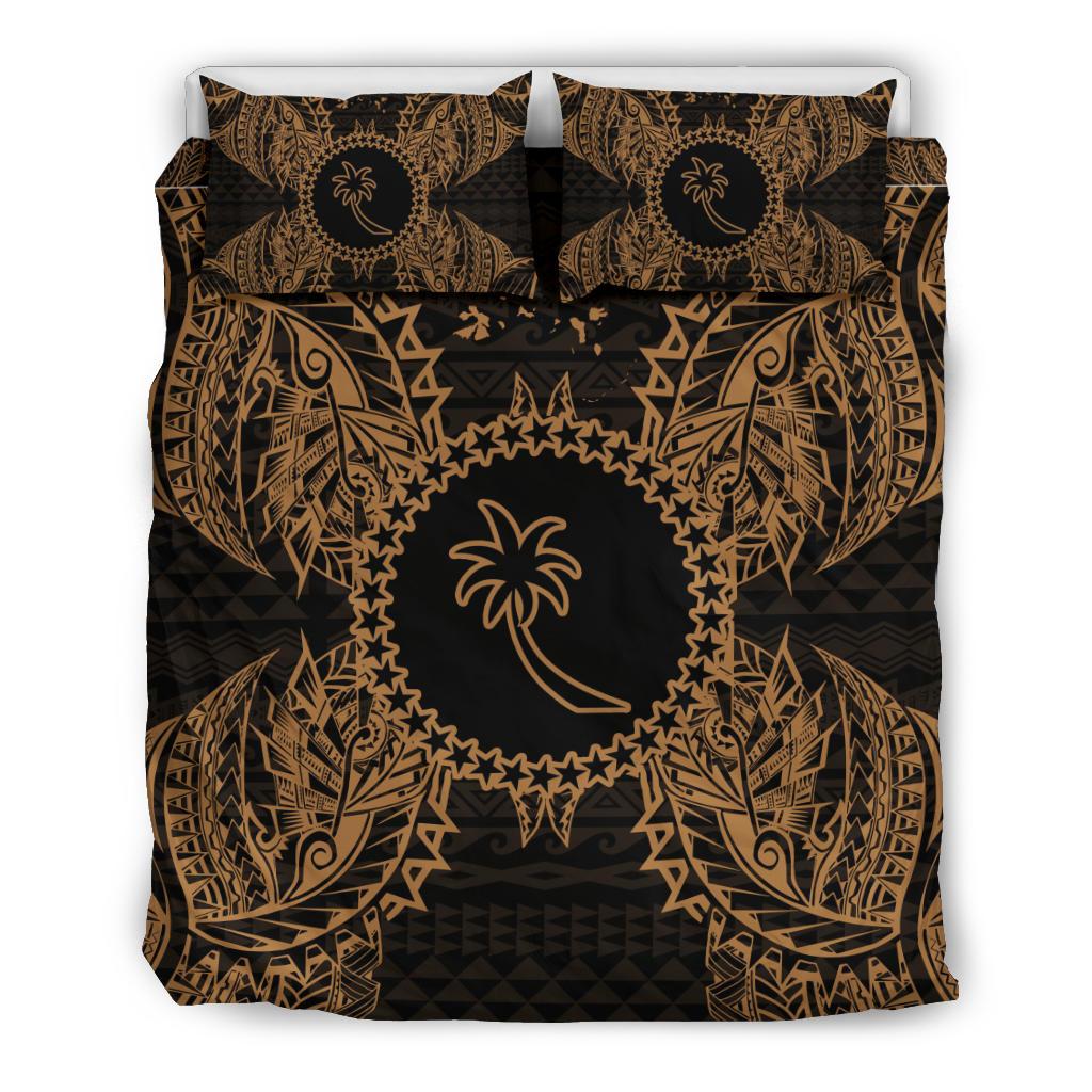 Polynesian Bedding Set - Chuuk Duvet Cover Set Map Gold - Polynesian Pride