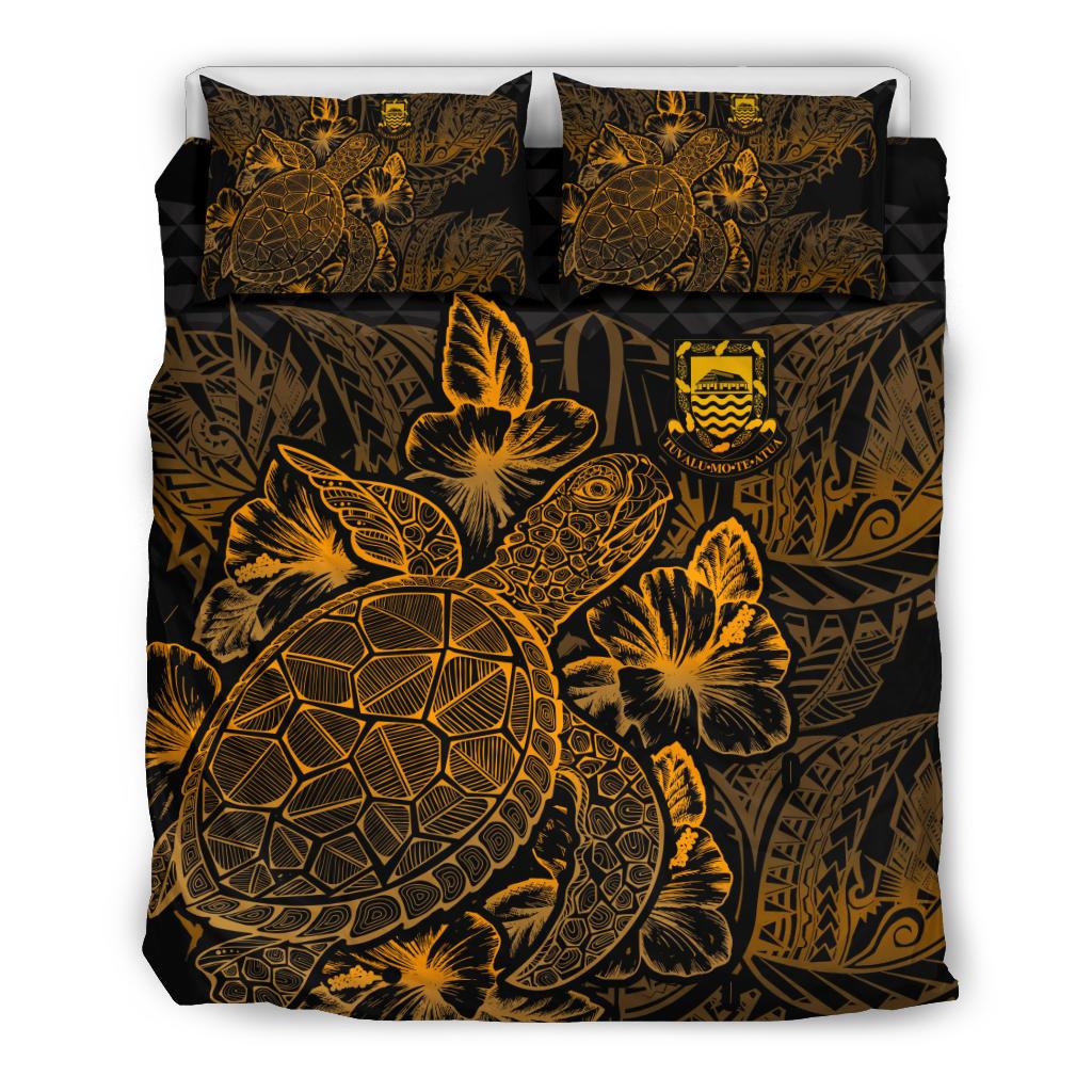 Polynesian Bedding Set - Tuvalu Duvet Cover Set Gold Color - Polynesian Pride