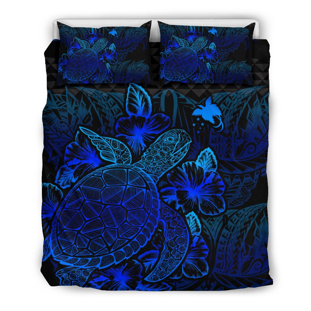Polynesian Bedding Set - Papua New Guinea Duvet Cover Set Blue Color - Polynesian Pride