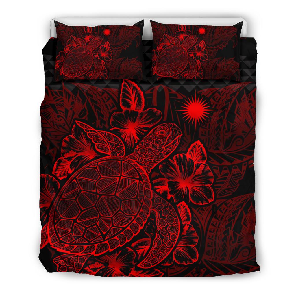 Polynesian Bedding Set - Marshall Islands Duvet Cover Set Red Color - Polynesian Pride