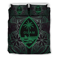 Guam Polynesian Bedding Set - Green Hibiscus Coat Of Arms - Polynesian Pride