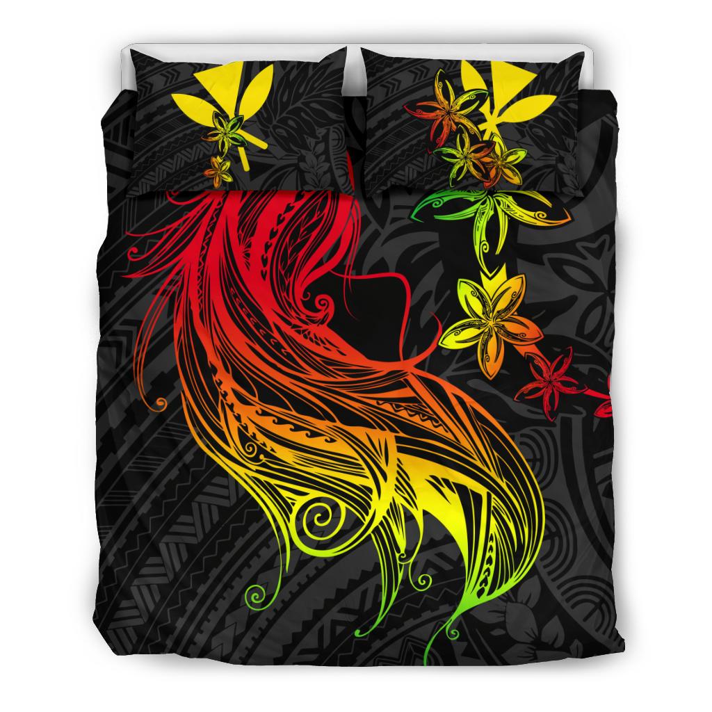 Polynesian Bedding Set - Hawaii Duvet Cover Set - Kanaka Maoli Girl Hair Plumeria - Polynesian Pride