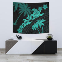 Hawaii Turtle Plumeria Coconut Tree Polynesian Tapestry - Turquoise Wall Tapestry 75cm*90cm Turquoise - Polynesian Pride