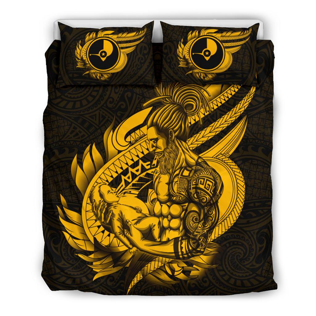 Polynesian Bedding Set - Yap Duvet Cover Set Father And Son Gold - Polynesian Pride