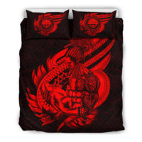 Polynesian Bedding Set - Federated States Of Micronesia Duvet Cover Set Father And Son Red - Polynesian Pride