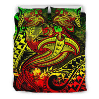 American Samoa Bedding Set - Reggae Shark Polynesian Tattoo - Polynesian Pride
