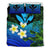 Kanaka Maoli (Hawaiian) Bedding Set, Polynesian Plumeria Banana Leaves Blue - Polynesian Pride