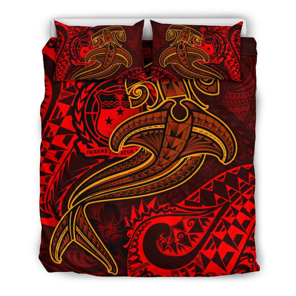 Samoa Bedding Set - Red Shark Polynesian Tattoo - Polynesian Pride