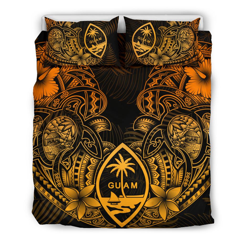 Polynesian Bedding Set - Guam Duvet Cover Sets - Gold Turtle Homeland Notext - Polynesian Pride