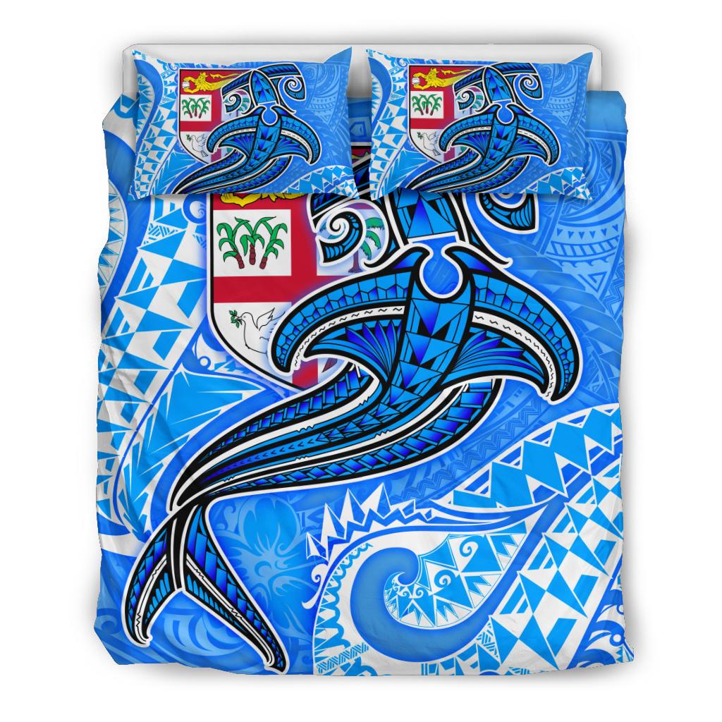 Fiji Bedding Set - Blue Shark Polynesian Tattoo - Polynesian Pride