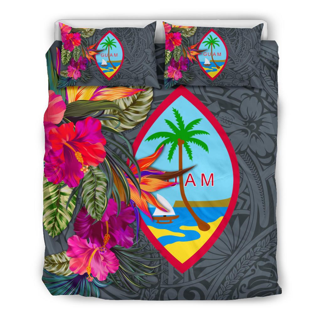 Guam Bedding Set - Hibiscus Polynesian Pattern Gray Version - Polynesian Pride