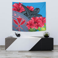 Hawaii Turtle Hibiscus Kanaka Pink Style - Tapestry AH Wall Tapestry 75cm*90cm Blue - Polynesian Pride