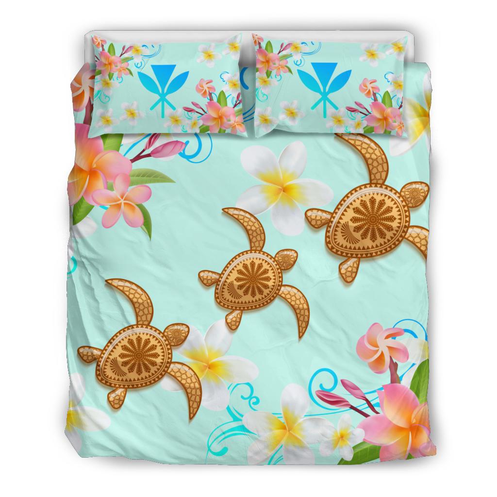 Hawaii Turtle Plumeria Mint Style - Bedding Set AH - Polynesian Pride
