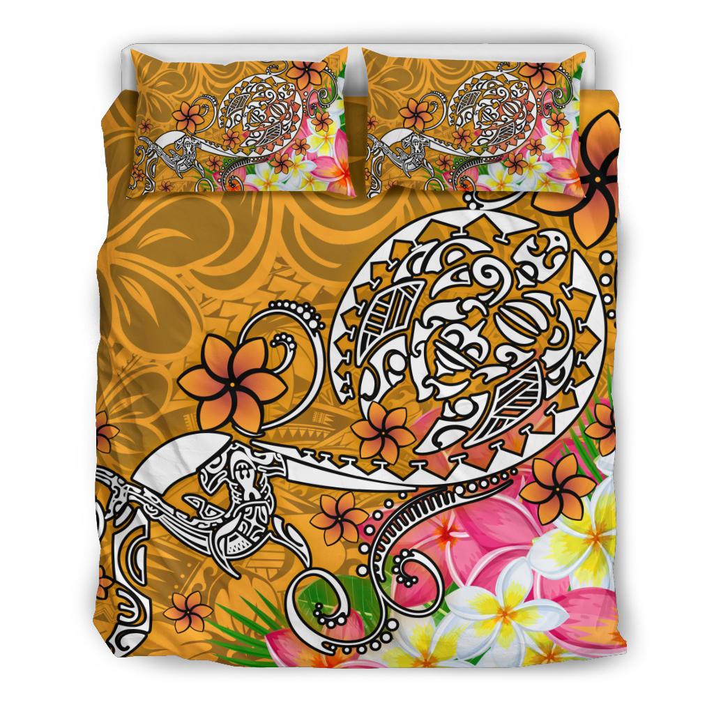 Polynesian Bedding Set - Turtle Plumeria Gold Color - Polynesian Pride