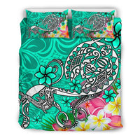 Polynesian Bedding Set - Turtle Plumeria Turquoise Color - Polynesian Pride
