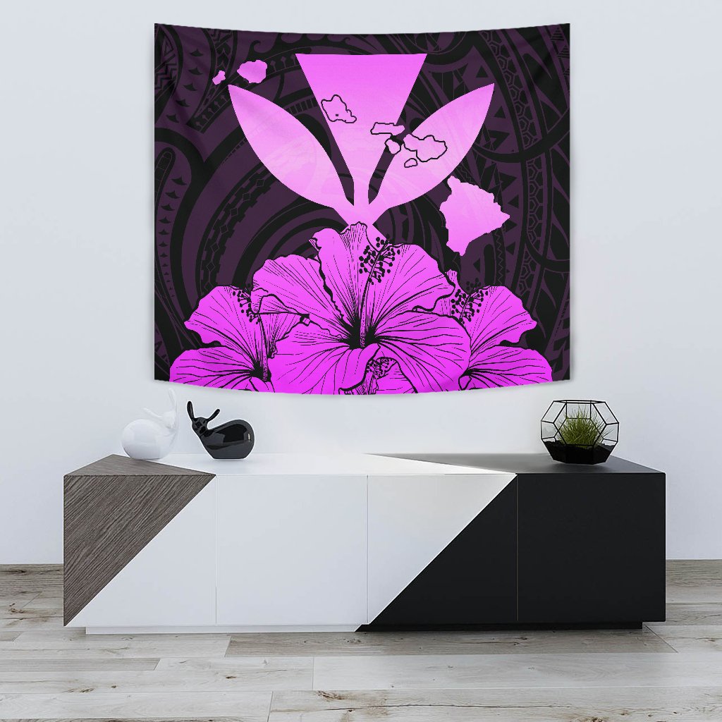 Hawaiian Kanaka Tapestry Hibiscus Polynesian Love Pink Wall Tapestry 75cm*90cm Pink - Polynesian Pride