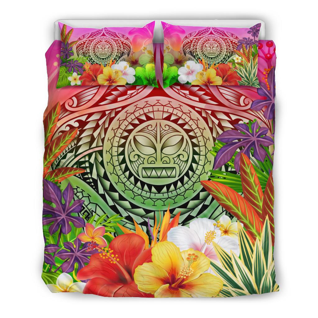 Polynesian Bedding Set - Manta Ray Tropical Flowers - Polynesian Pride