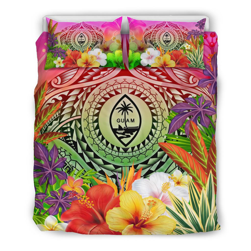 Guam Polynesian Bedding Set - Manta Ray Tropical Flowers - Polynesian Pride