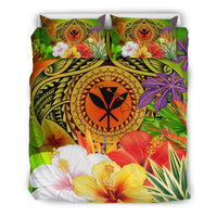 Hawaii Polynesian Bedding Set - Kanaka Maoli Manta Ray Tropical Flowers (Reggae) - Polynesian Pride