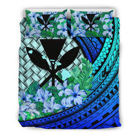 Kanaka Maoli (Hawaiian) Bedding Set - Lauhala Polynesian Hibiscus Blue Blue - Polynesian Pride