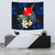 Wallis and Futuna Polynesian Tapestry - Turtle With Plumeria Flowers One Style Small 60" x 51" Blue - Polynesian Pride